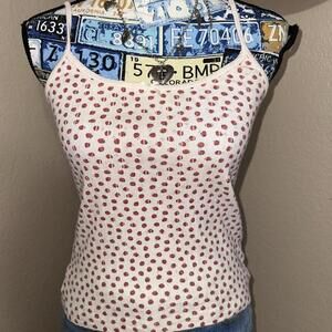 Brandy Melville Strawberry red and white cami tank top